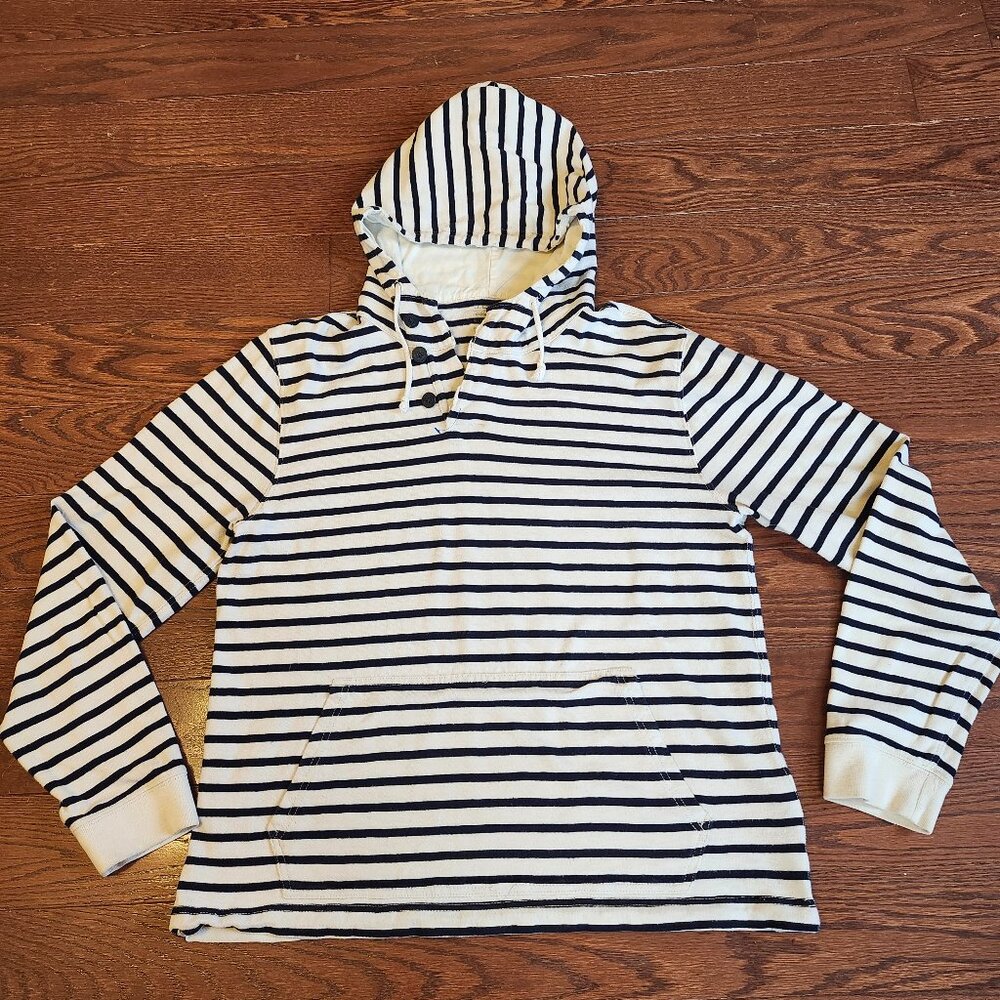 J.Crew Wallace & Barnes Striped Cotton Hoodie Preppy Unisex Size M
